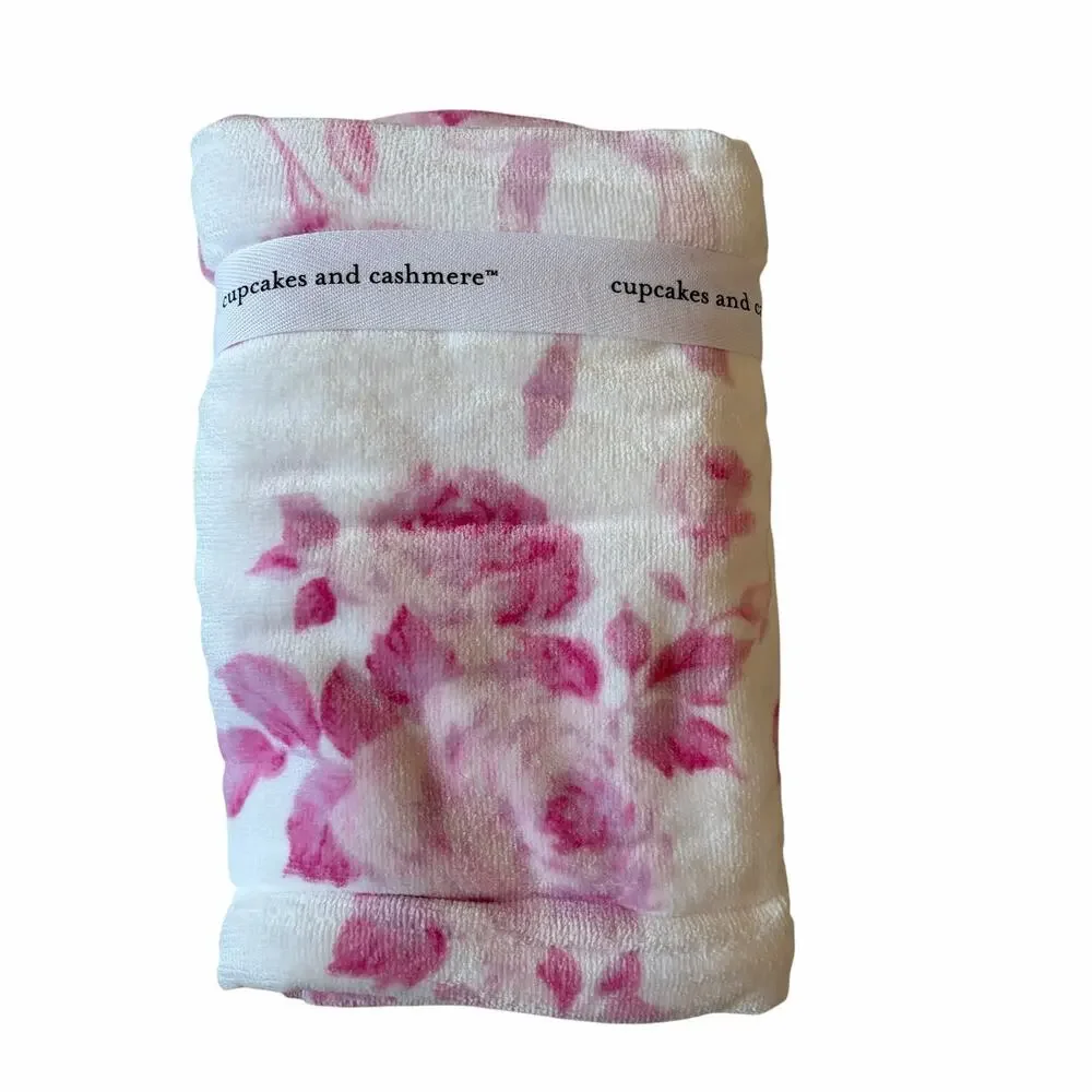 Cupcakes & Cashmere Pink Floral Towel Set- 2 Hand & 2 Bath Towels Cotton NEW